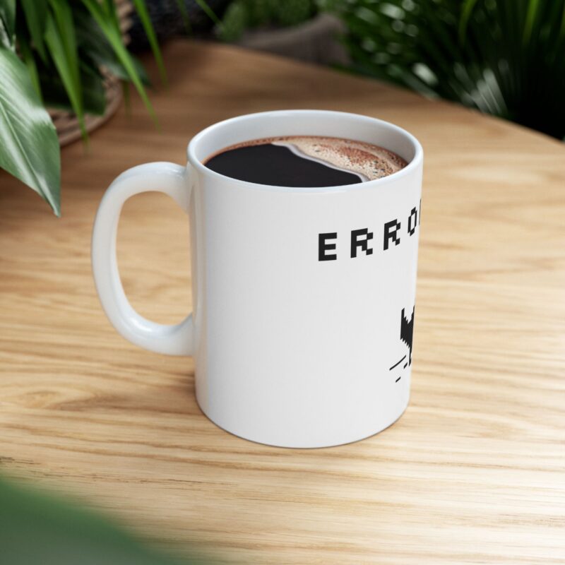 Error 404 Dinosaur Mug | Retro Pixel Dino Ceramic Coffee Cup (11oz & 15oz)