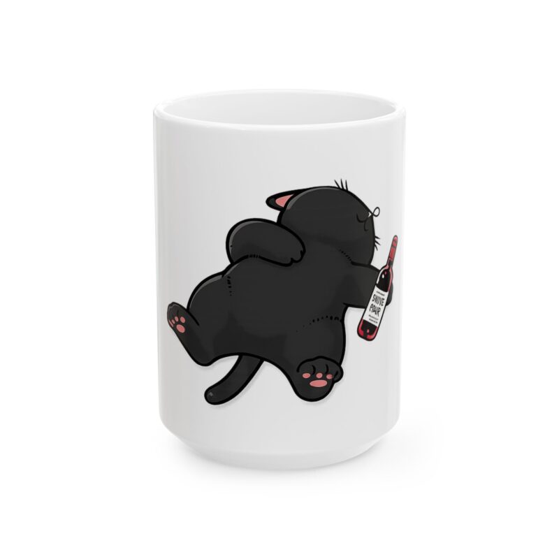 1093777143625588938_2048.jpeg Black Cat Wine Mug | Funny Lazy Cat Ceramic Coffee Cup (11oz/15oz)