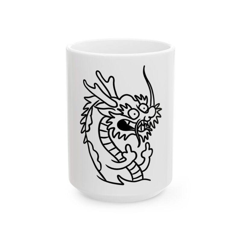 13462333510607511058_2048.jpeg Dragon Outline Ceramic Mug | Black Line Art Asian Dragon Coffee Cup (11oz & 15oz)