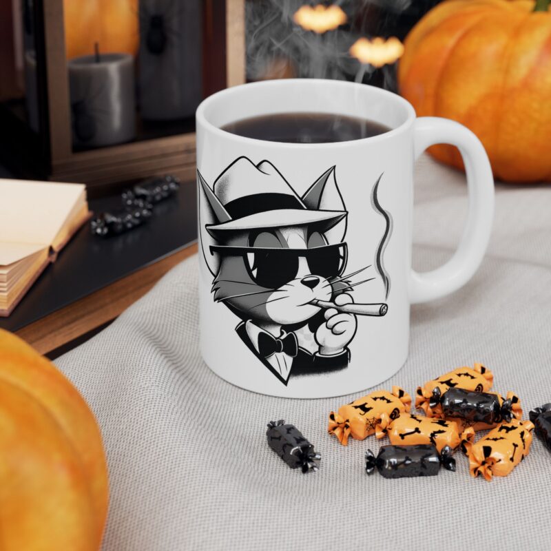 14110708980531022584_2048.jpeg Smoky Fox Ceramic Mug | Retro Fox Illustration Coffee Cup (11oz & 15oz)