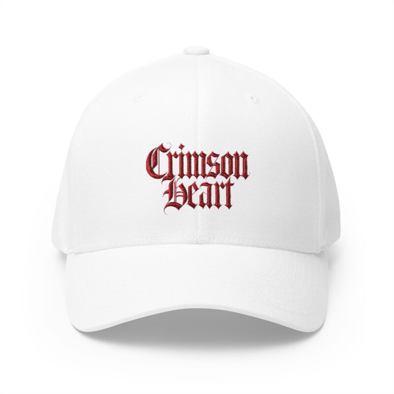 Embroidered Crimson Heart Cap gothic script baseball hat