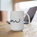 Cute Minimalist Meow Cat Coffee Mug | 15oz Ceramic Cat Lover Mug