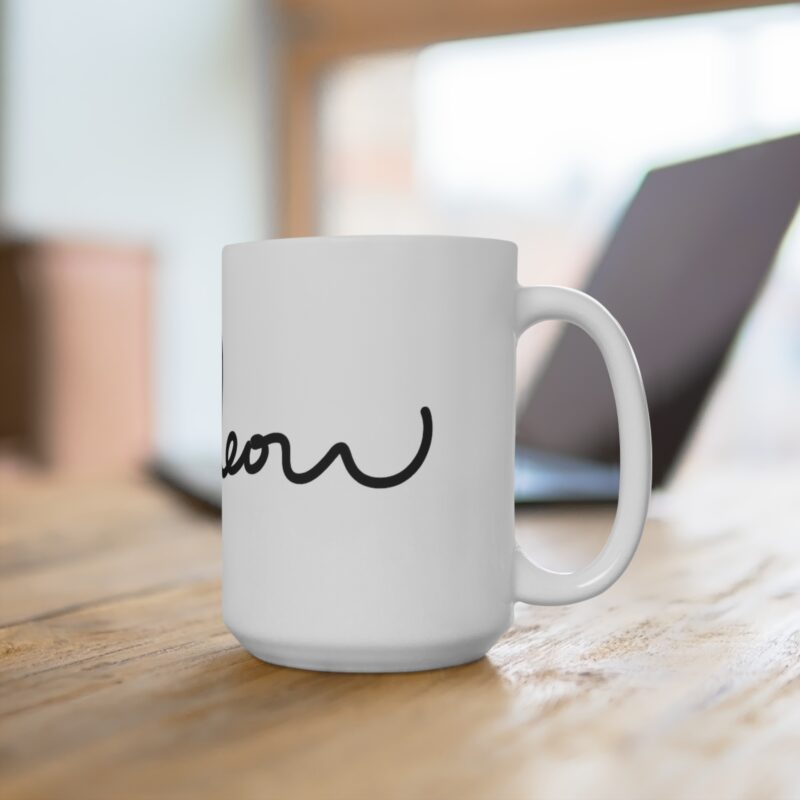 Cute Minimalist Meow Cat Coffee Mug | 15oz Ceramic Cat Lover Mug