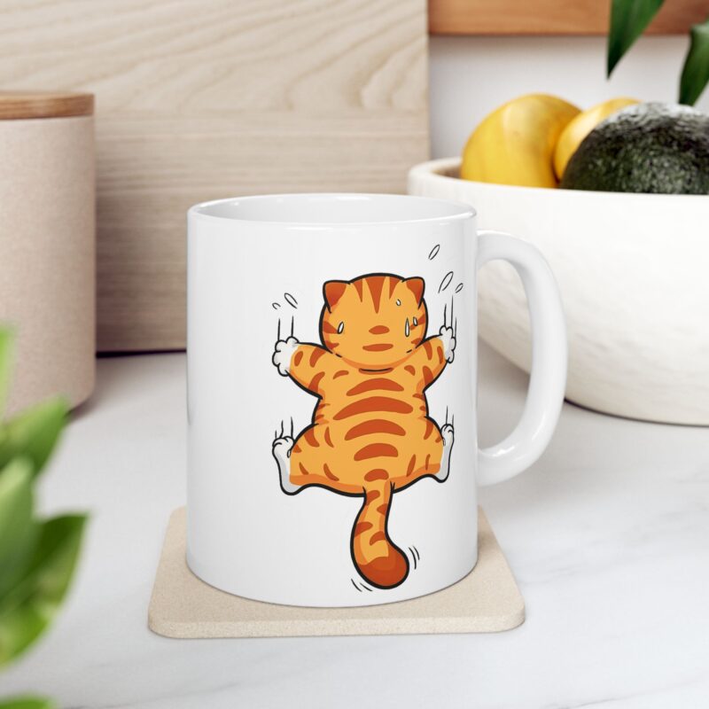 17881409724720223396_2048.jpeg Funny Cat Stretching Ceramic Mug | Cute Cat Coffee Cup (11oz & 15oz)