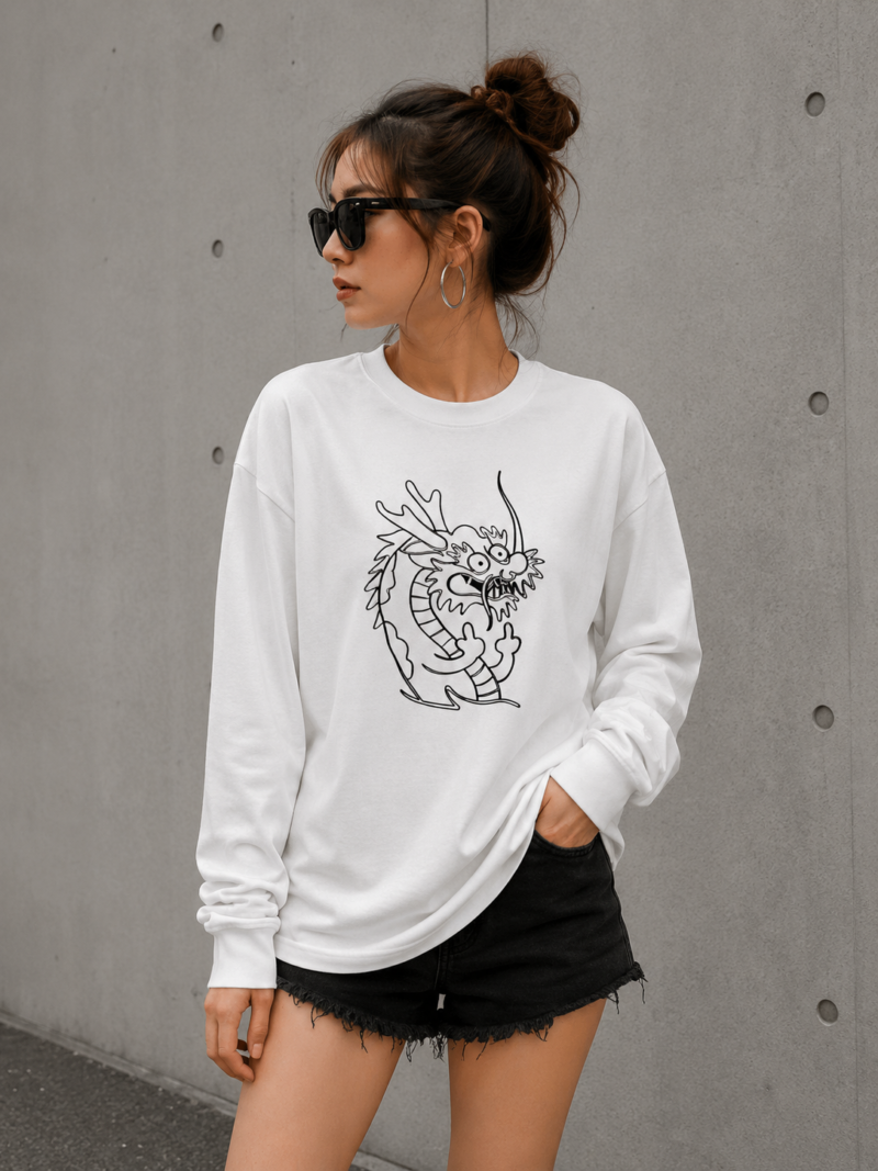 39 Minimalist Chinese Dragon Graphic T-Shirt | Japanese Style Line Art Unisex Tee