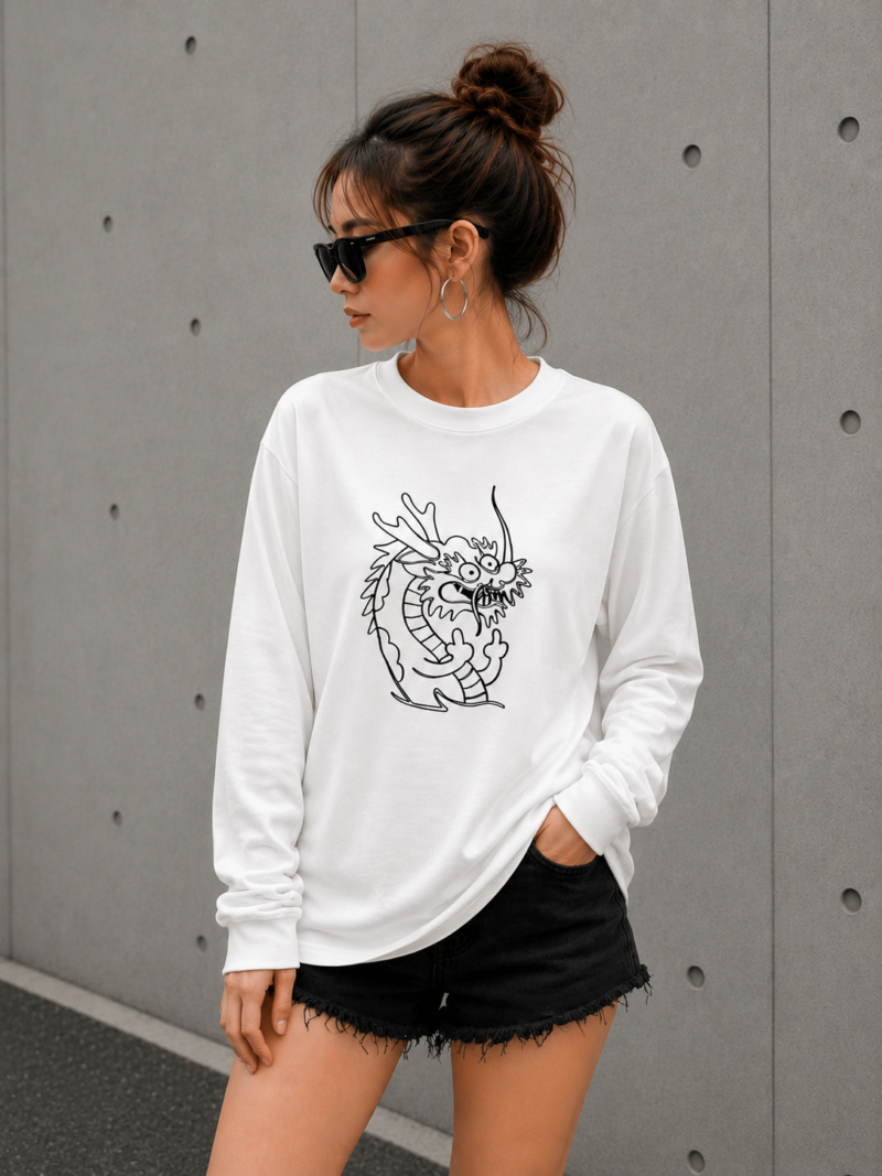 40 Minimalist Chinese Dragon Graphic T-Shirt | Japanese Style Line Art Unisex Tee