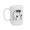 Funny Stick Figure Ceramic Mug | Minimalist Black Line Art Coffee Cup (11oz & 15oz)