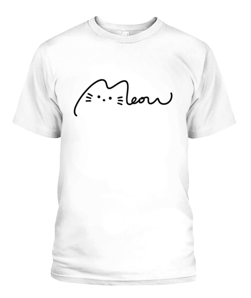 Minimalist Meow Cat Line Art T-Shirt