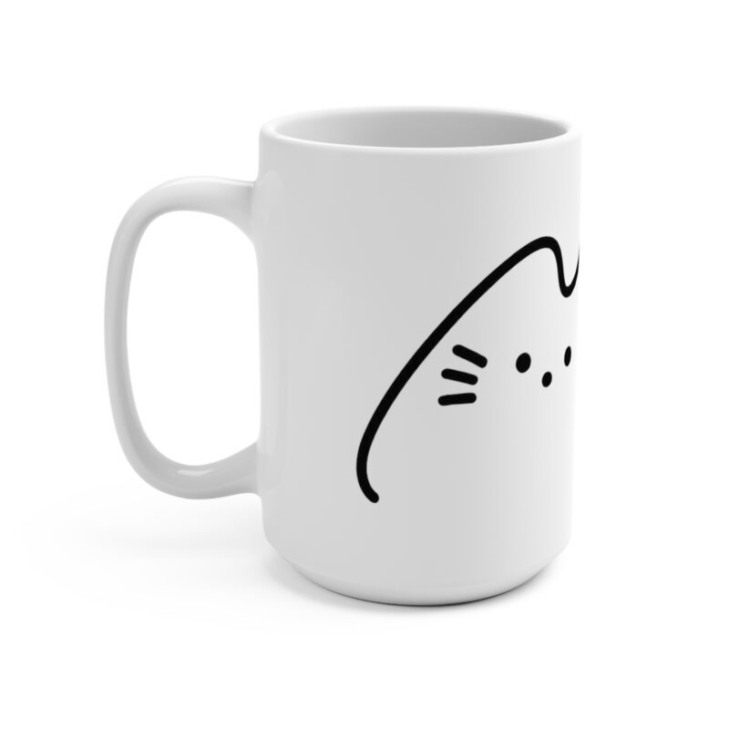 Cute Minimalist Meow Cat Coffee Mug | 15oz Ceramic Cat Lover Mug