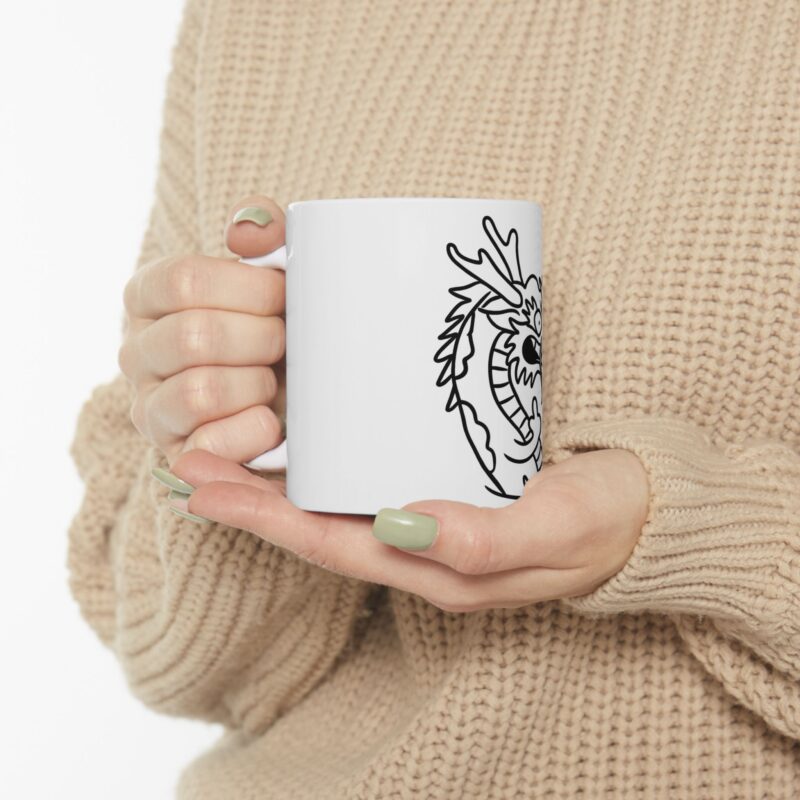 6203934532450901461_2048.jpeg Dragon Outline Ceramic Mug | Black Line Art Asian Dragon Coffee Cup (11oz & 15oz)