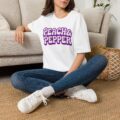 Peach Pepper Retro Logo T-Shirt | Funky 70s Bubble Graphic Tee