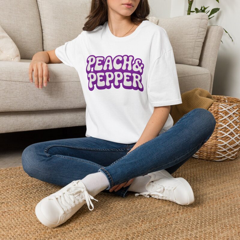 Peach Pepper Retro Logo T-Shirt | Funky 70s Bubble Graphic Tee