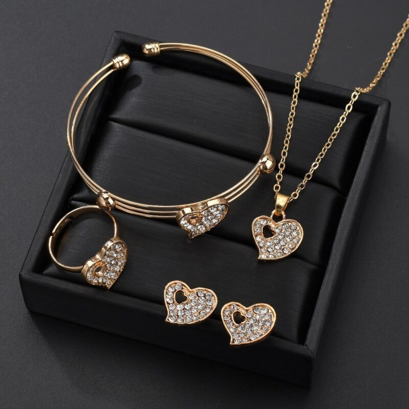 Love Jewelry Set featuring an elegant matching necklace gift set for anniversaries, Valentine's Day, weddings, and everyday wear