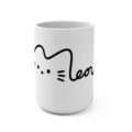 Cute Minimalist Meow Cat Coffee Mug | 15oz Ceramic Cat Lover Mug