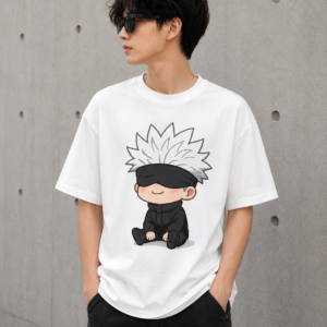 Cute White-Haired Anime Style Graphic T-Shirt