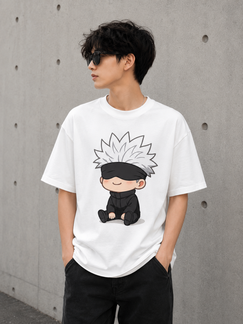 Cute White-Haired Anime Style Graphic T-Shirt Cute White-Haired Anime Style Graphic T-Shirt