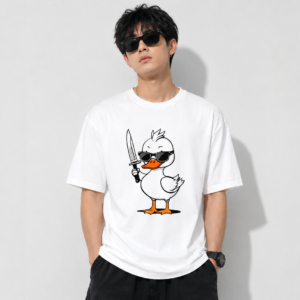 Funny Cool Duck with Knife Graphic T-Shirt