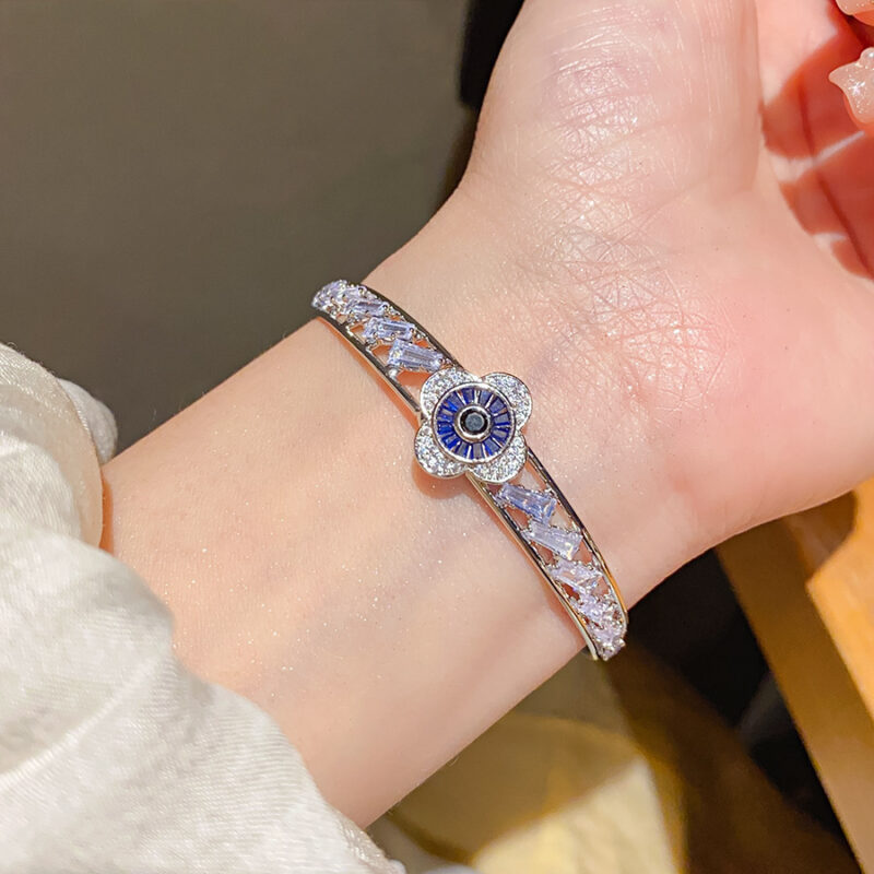 Luxury Vintage Rhinestone Zircon Bangle | Elegant French Style Bracelet for Women