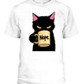 Ypb4w9KXfEjjRSea Funny Black Cat Nope Coffee Mug T-Shirt featuring a grumpy black cat holding a coffee mug on a premium unisex graphic tee
